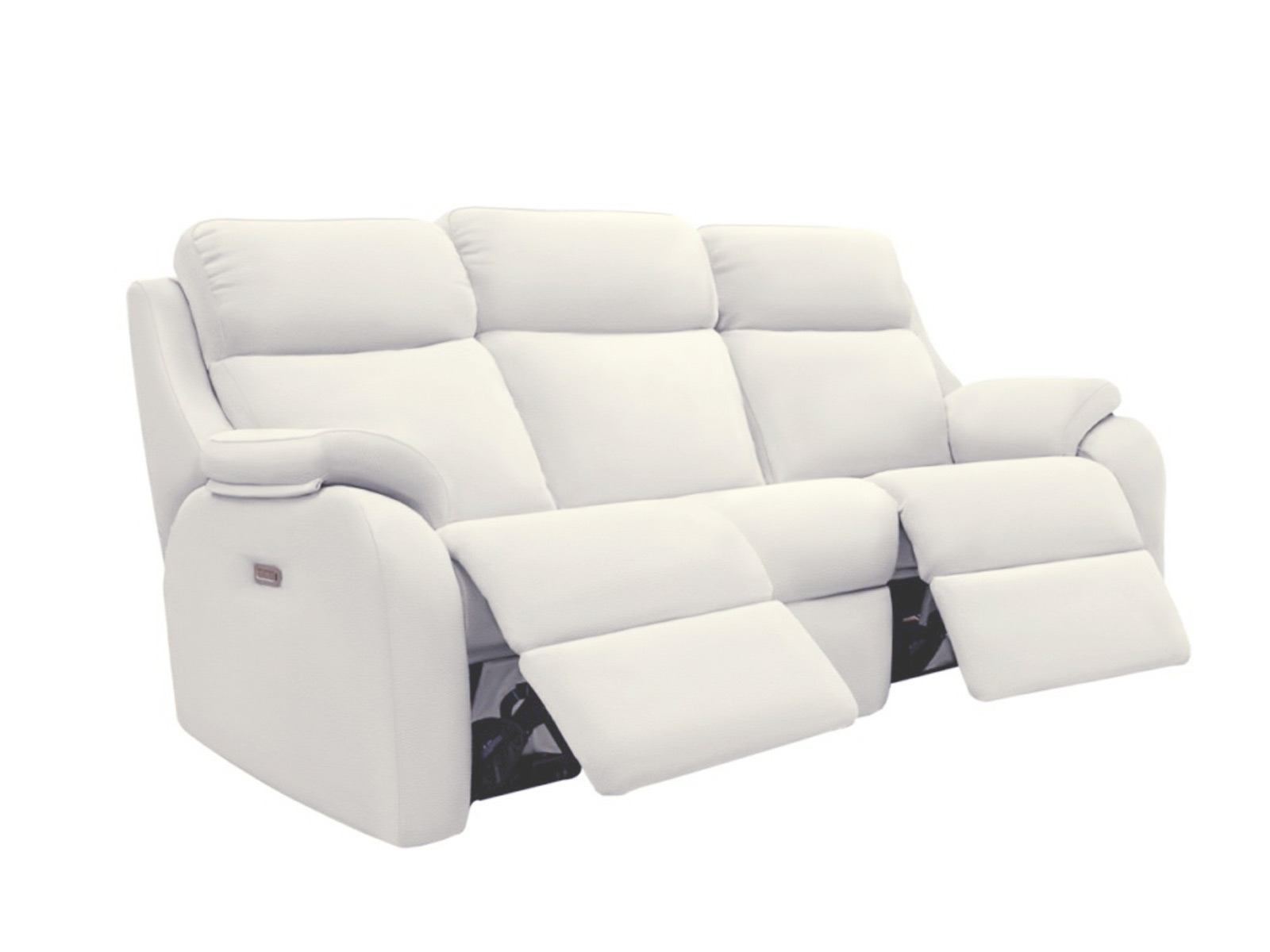 3 Seater Power Recliner Curved Sofa With Headrest And Lumber And Usb