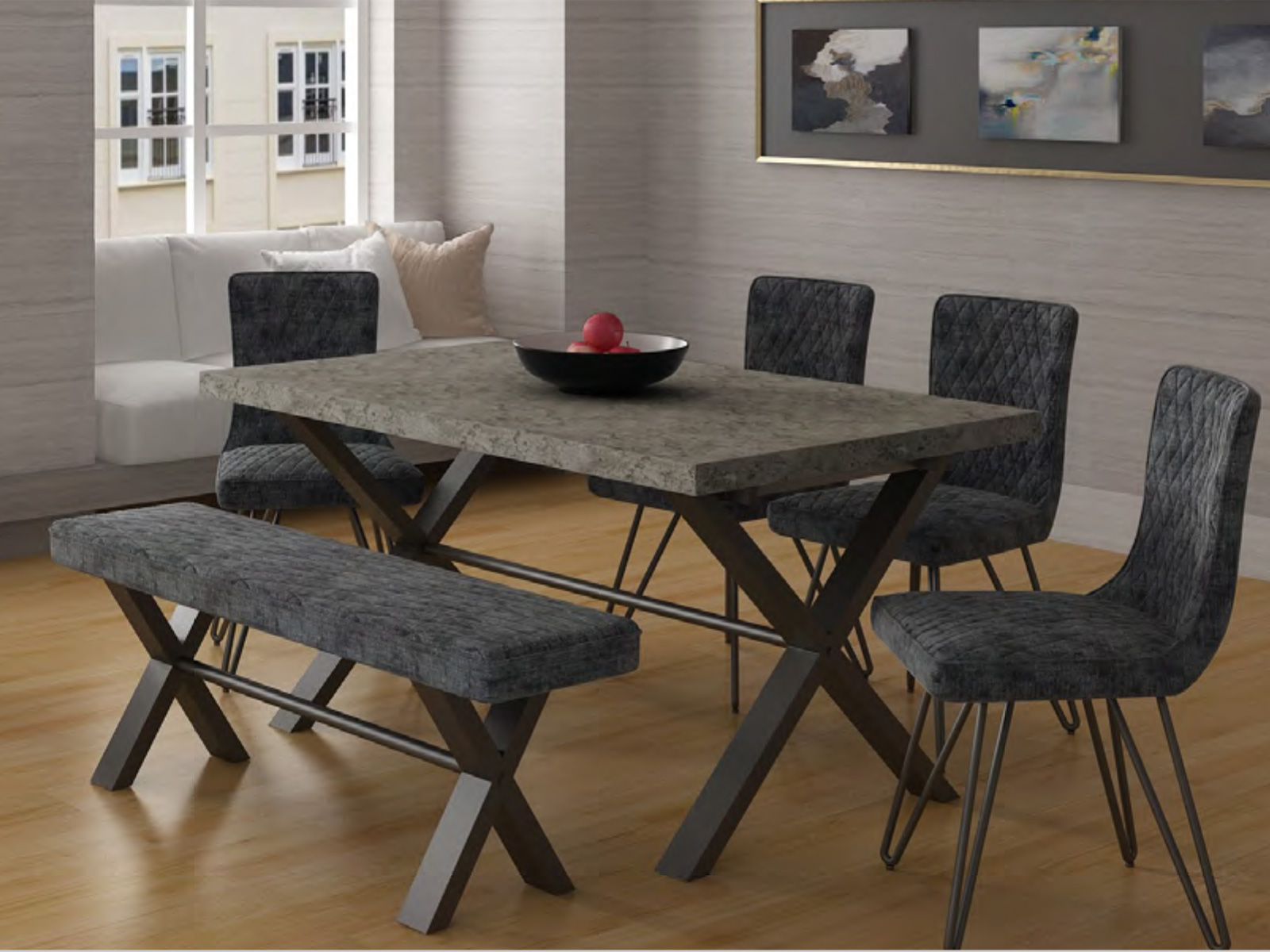 190cm Dining Table Stone Effect