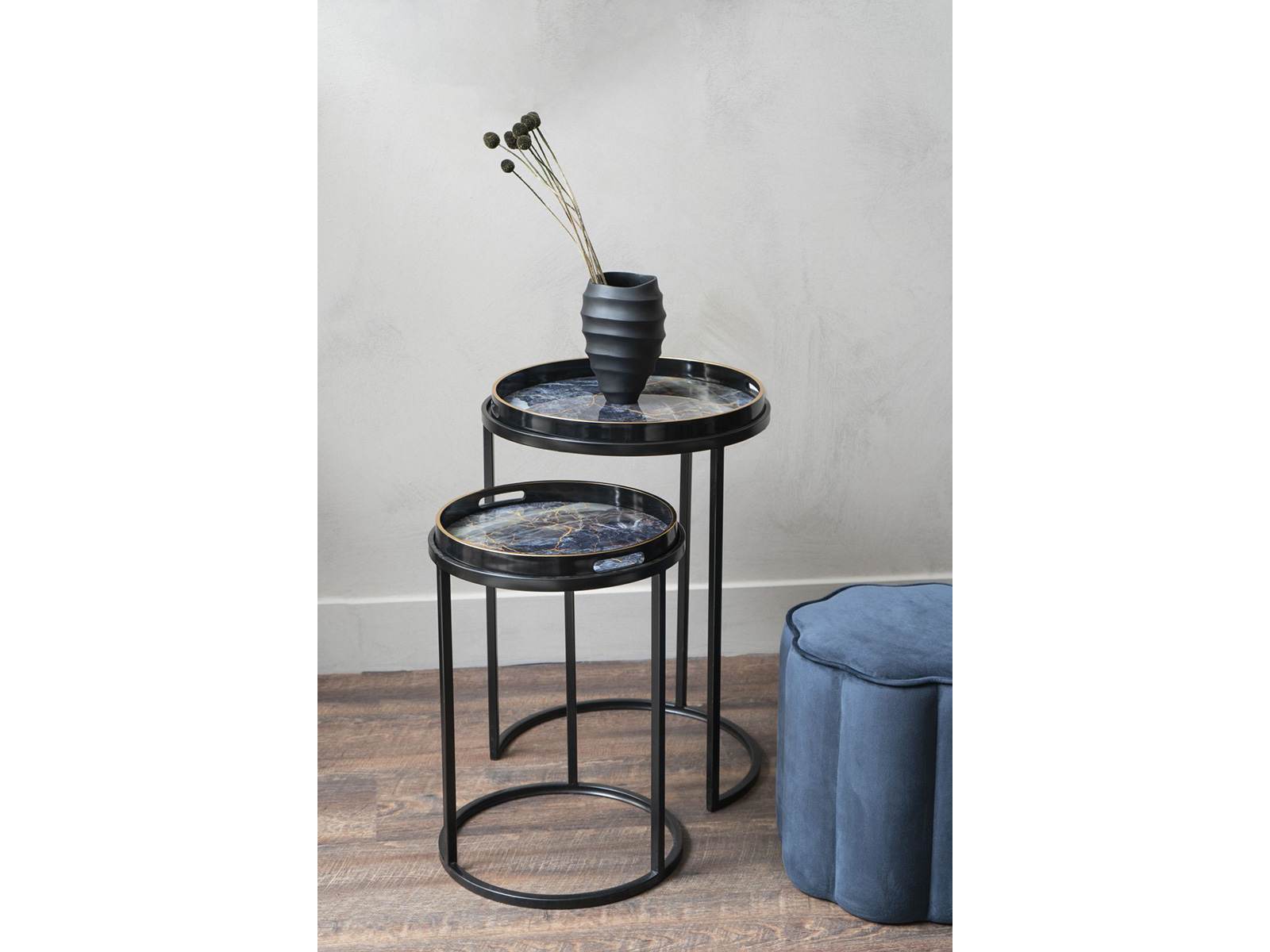 Vesuvius Black And Gold Set Of 2 Tables