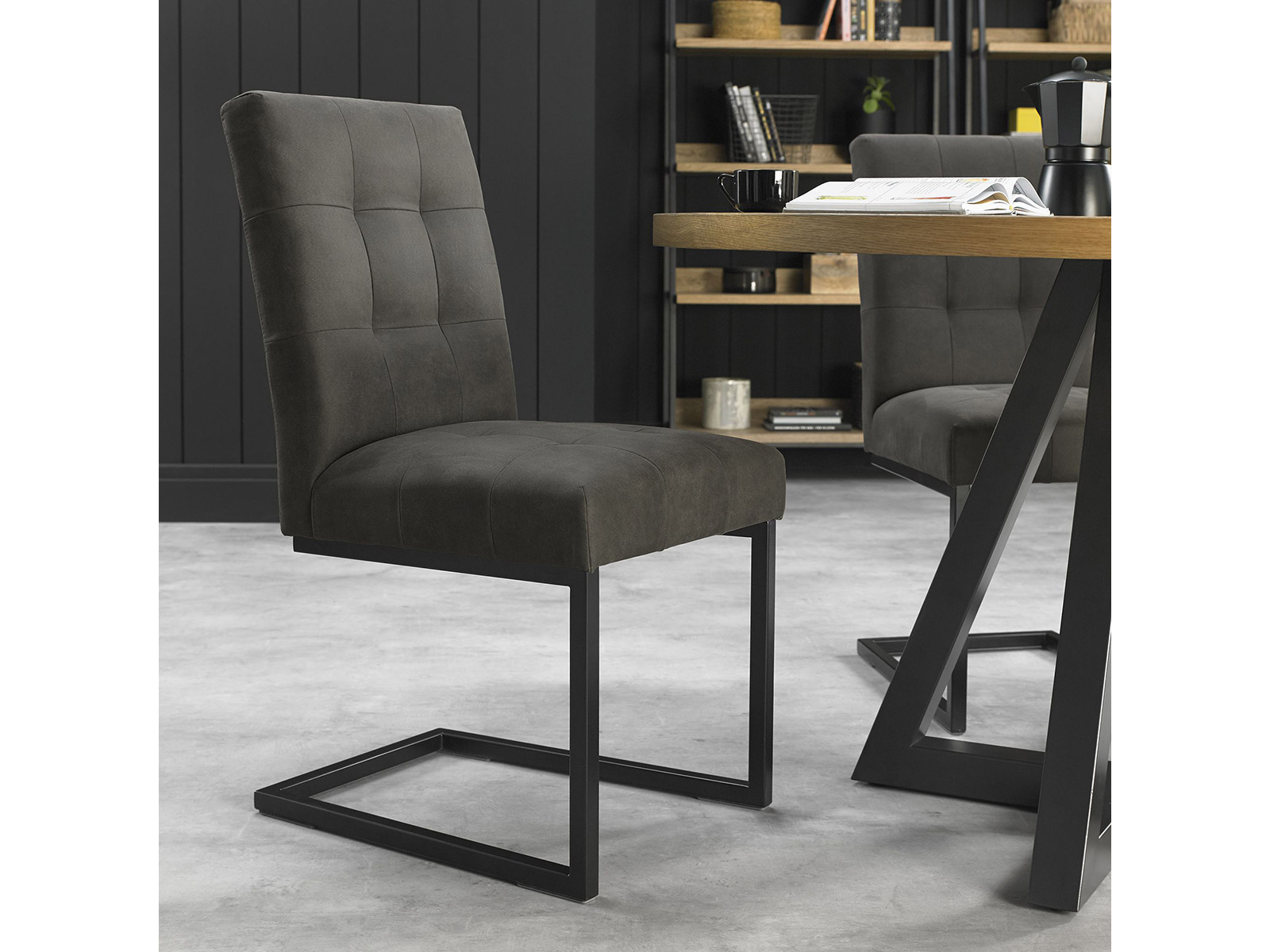 Dark Grey Fabric Cantilever Chair