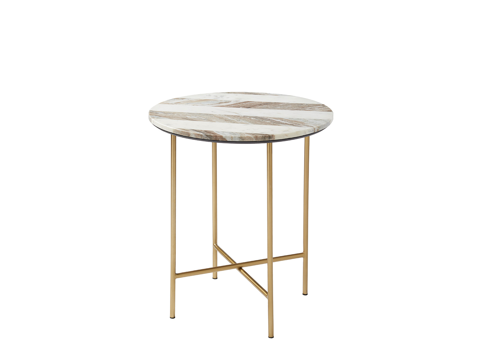 Side Table - Brown / White