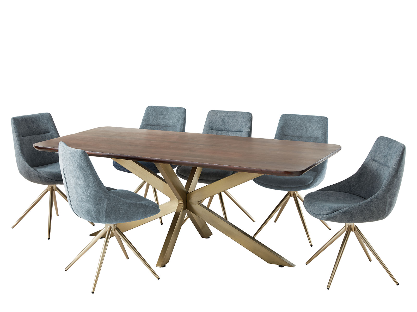 Dining Table With 6 Raya Chairs In Aqua