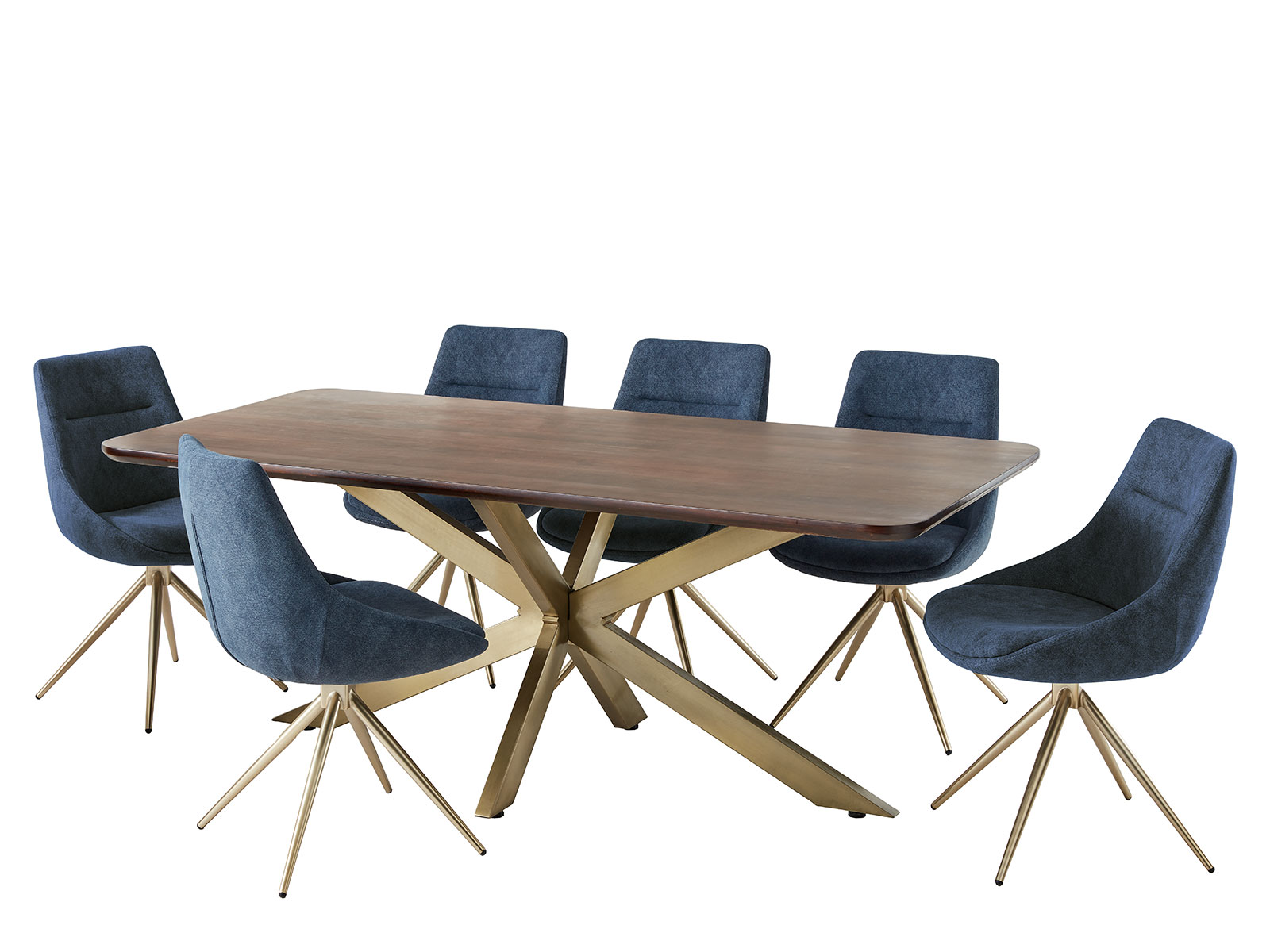 Dining Table With 6 Raya Chairs In Navy