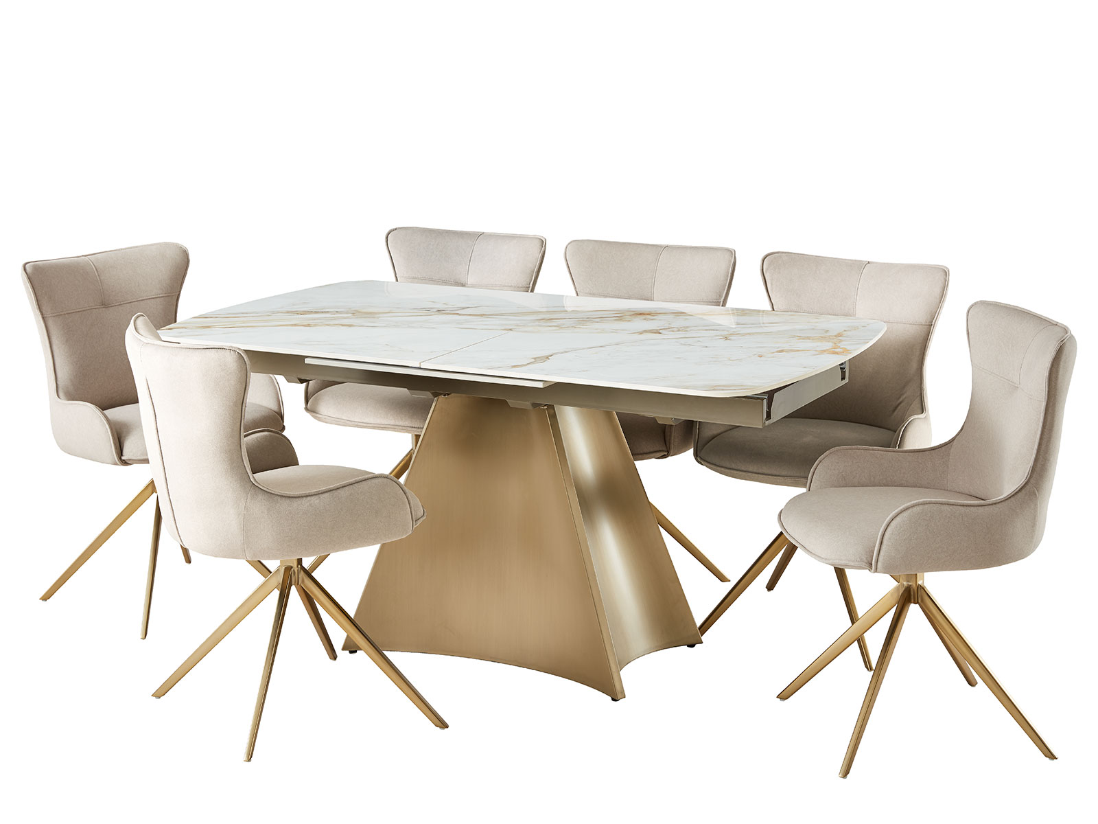 Gleneagles Dining Table & 6 Tay Chairs In Latte