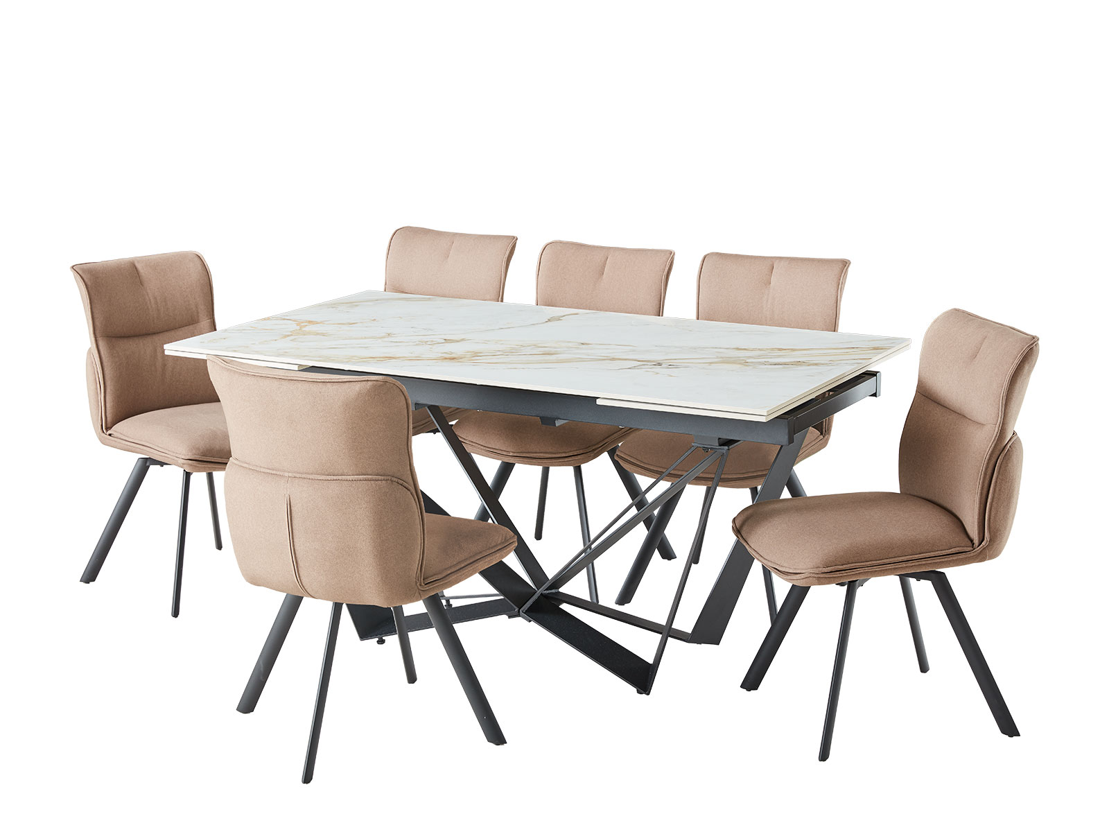 Piatra Dining Table & 6 Grant Chair In Nubuck