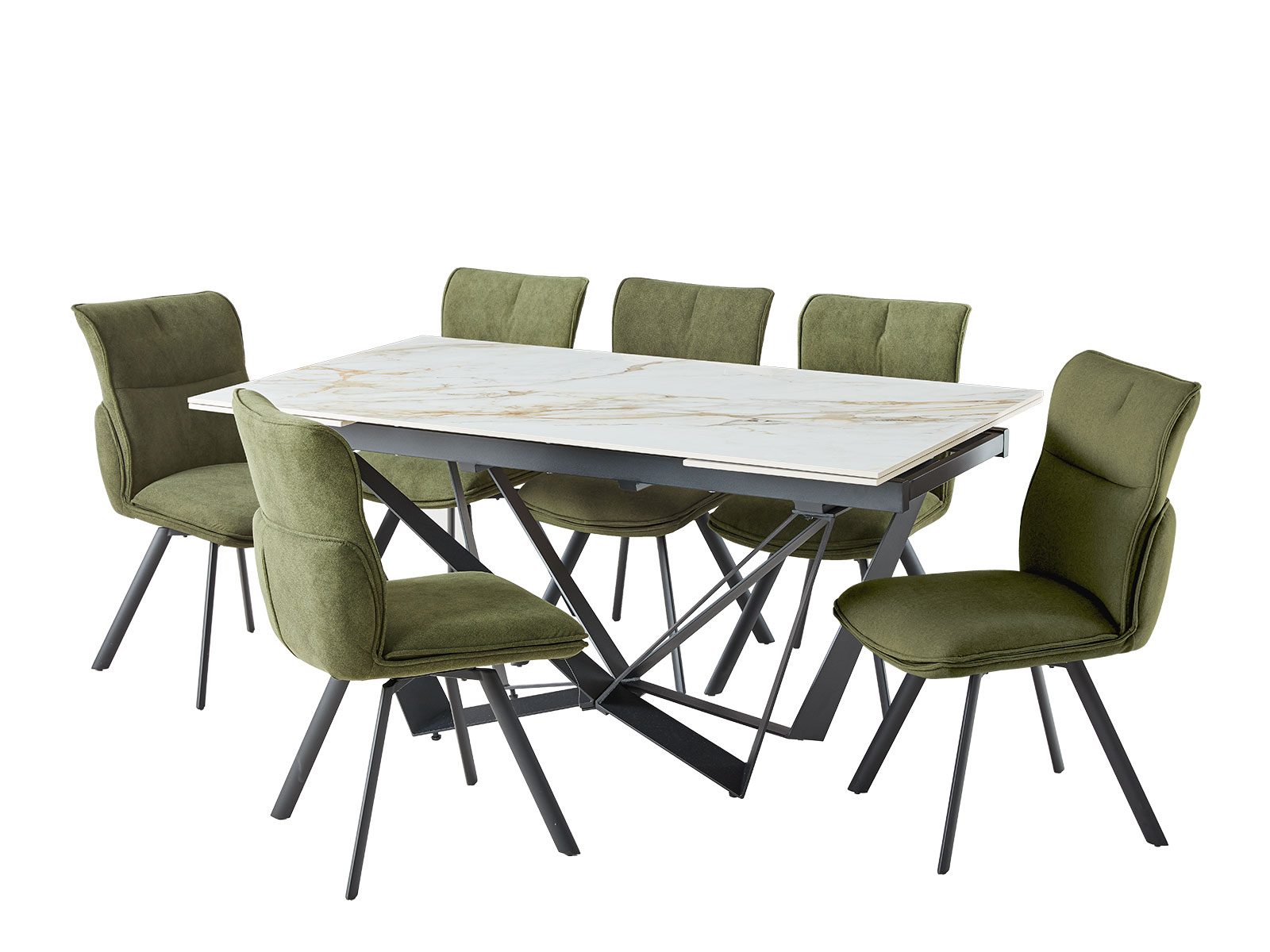 Piatra Dining Table & 6 Grant Chair In Forest