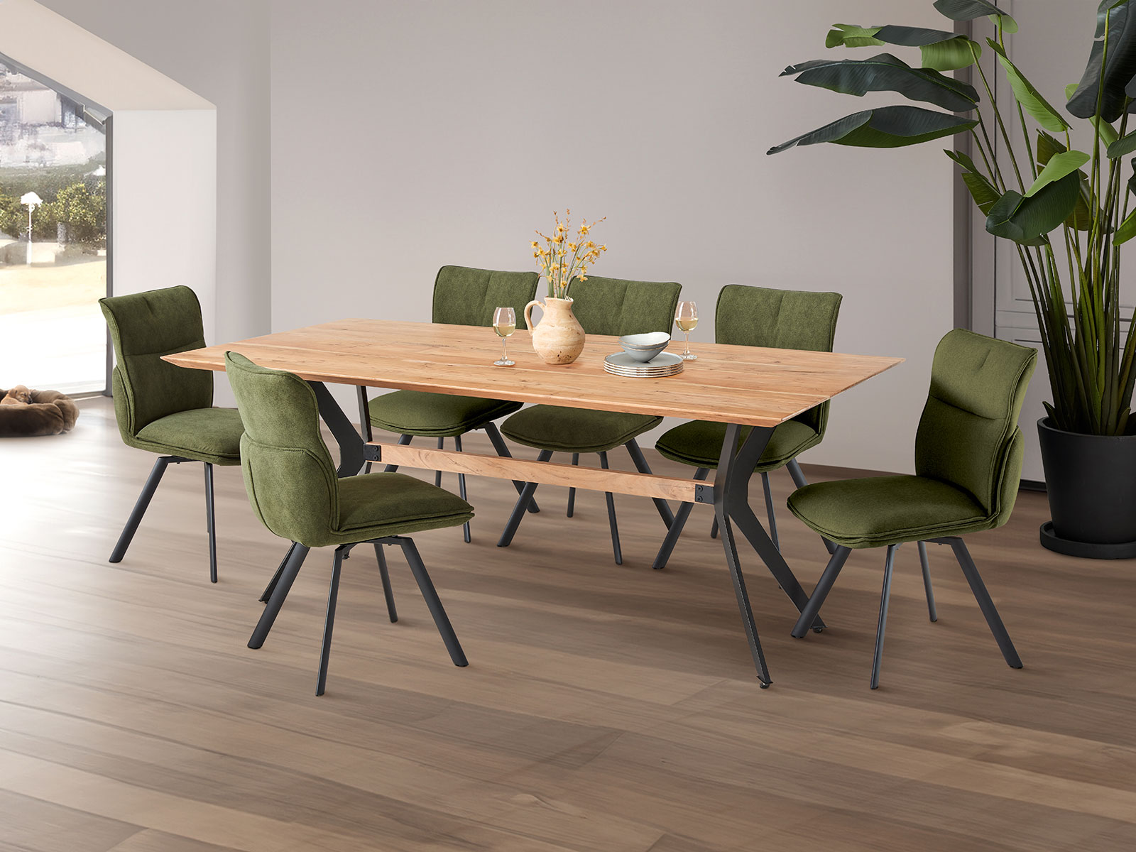 Dining Table & 6 Grant Chairs In Forest