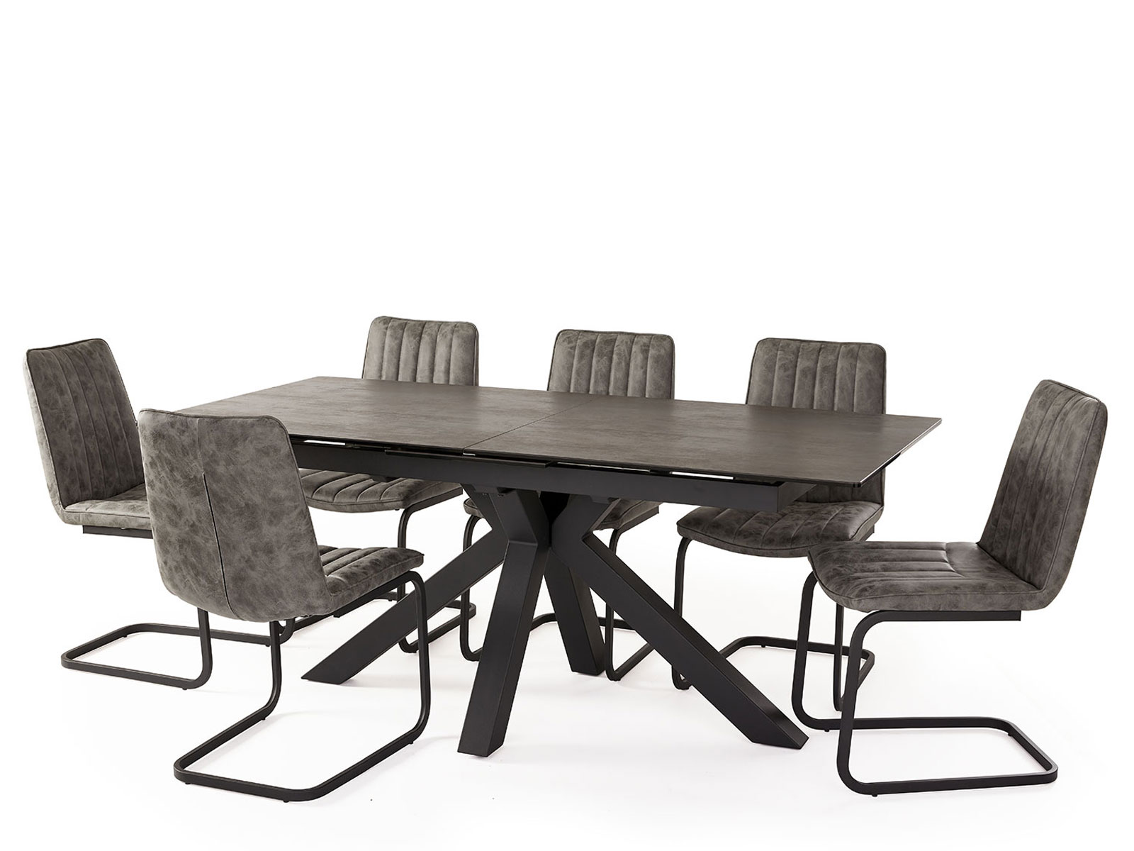 Extending Dining Table & 6 Grey Juno Dining Chairs