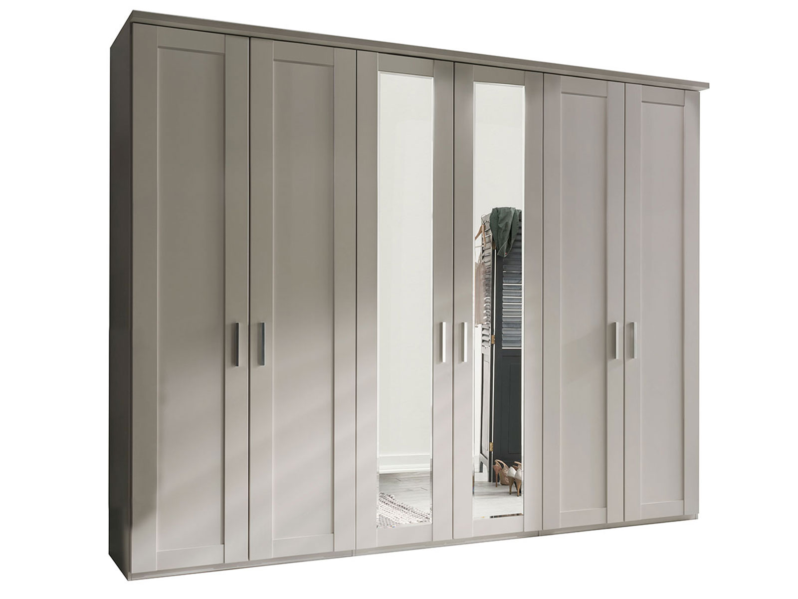 6 Door Wardrobe With 2 Centre Mirrored Doors