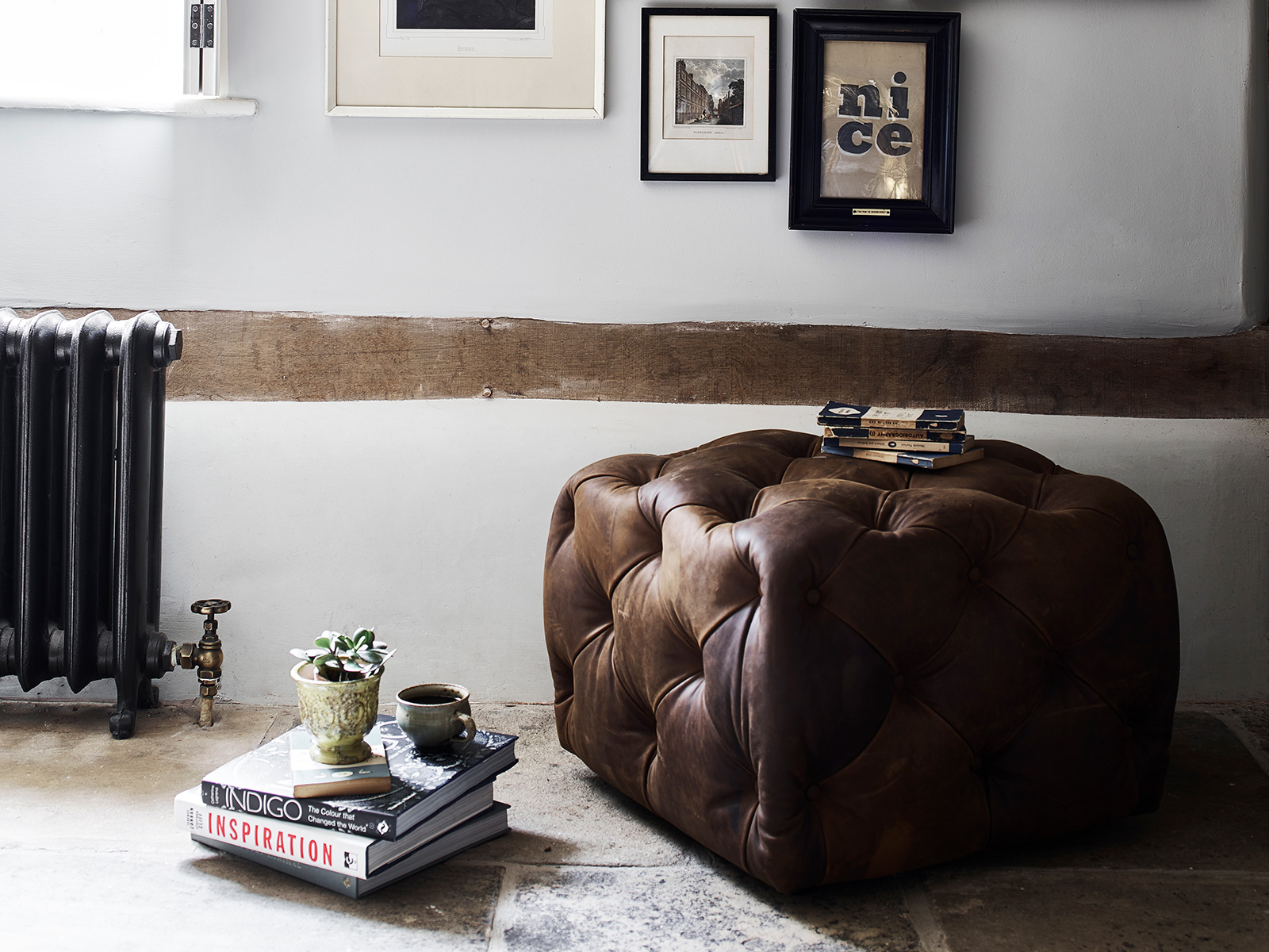 Small Leather Footstool