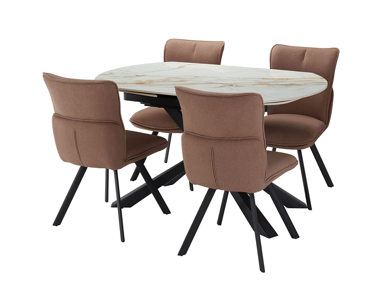 Swivel Dining Table & 4 Grant Chairs In Nubuck