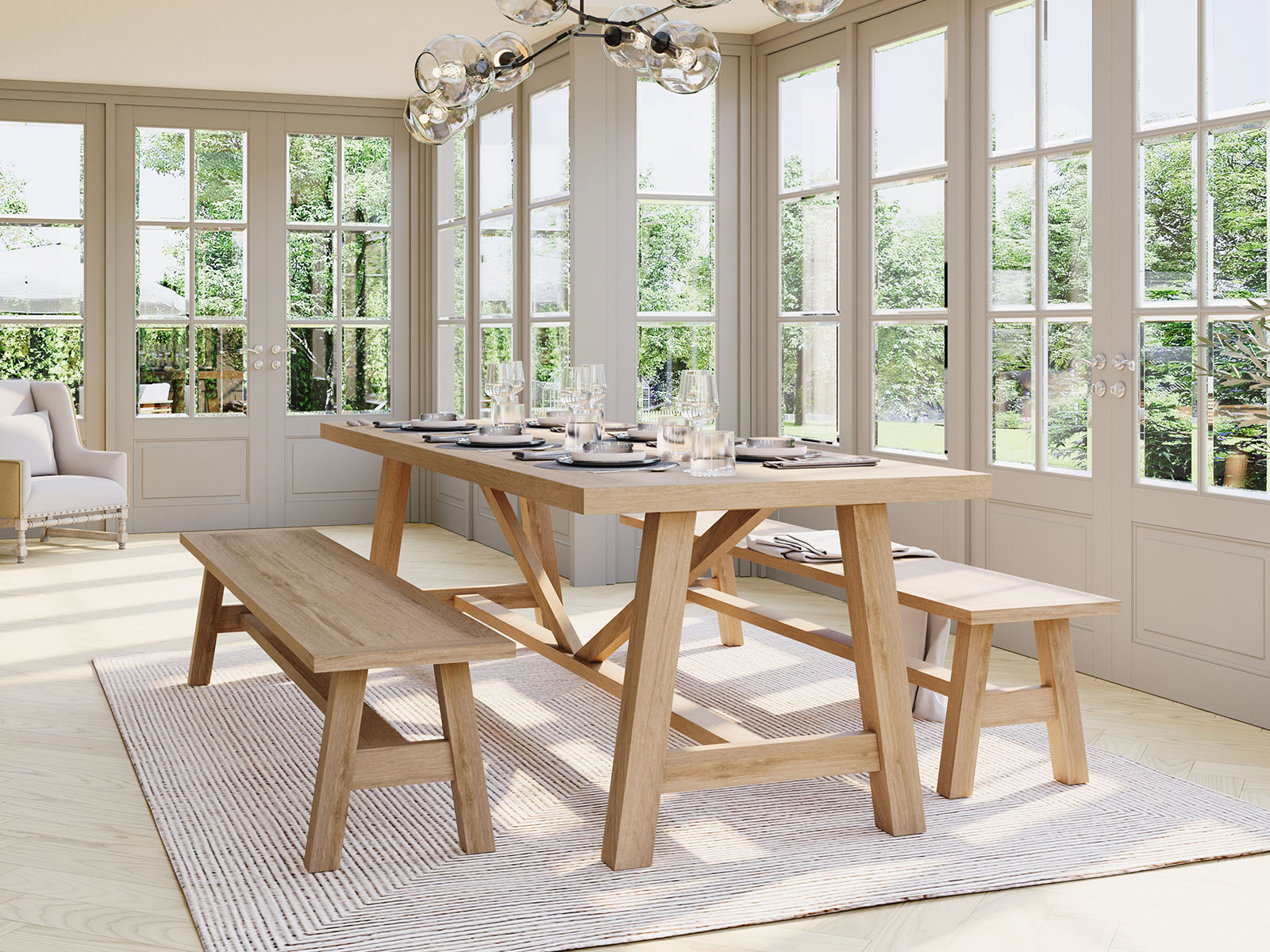 Solid Oak Dining Table - 2.2M