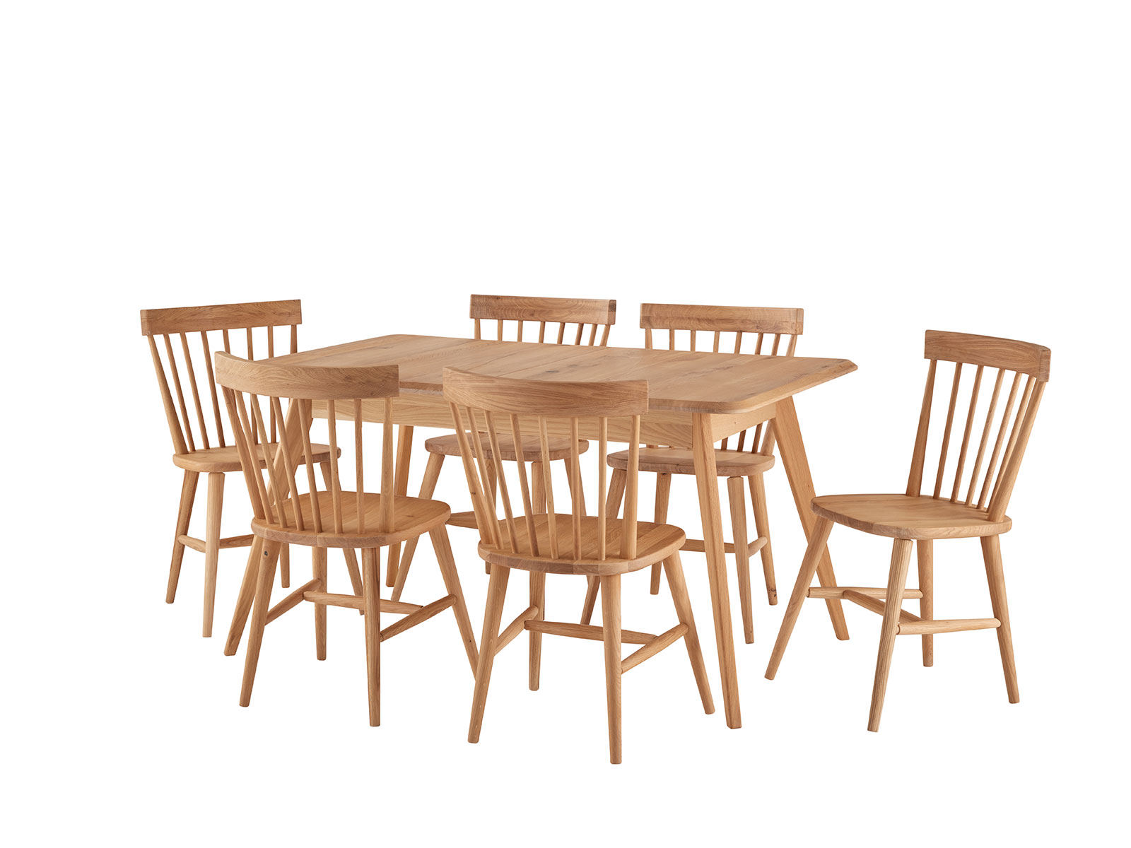 Extending Dining Table & 6 Dining Oak Chairs